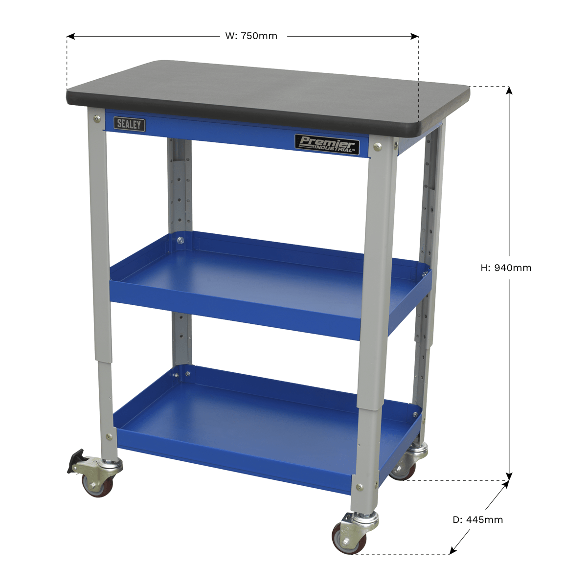 Sealey API2103 Premier Industrial™ Workshop Trolley 3-Level - API2103 - Sealey Tools UK - Trade Counter Direct