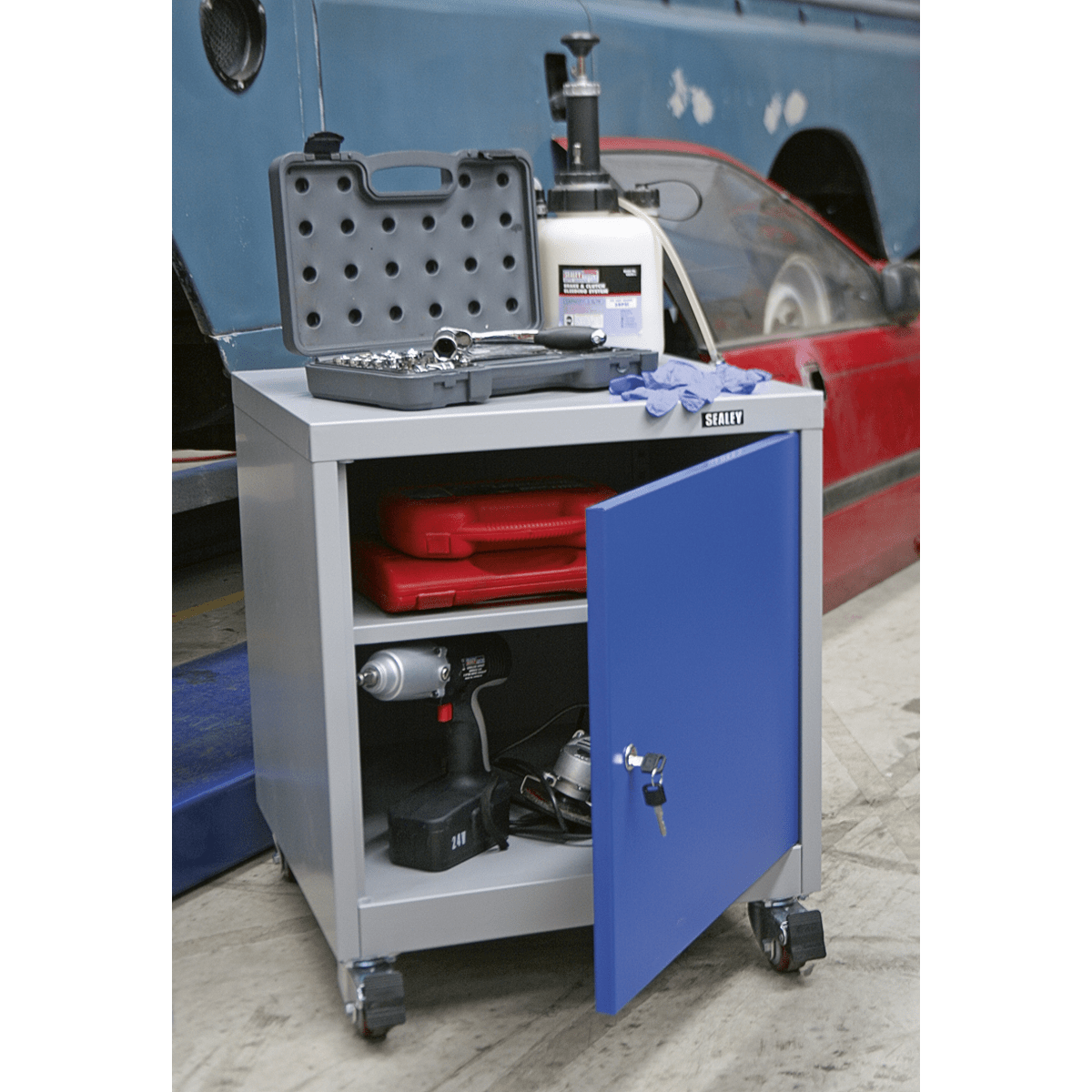 Sealey API5659 Premier Industrial™ Mobile Industrial Cabinet with 1 Shelf - API5659 - Sealey Tools UK - Trade Counter Direct