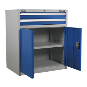 Sealey API8810 Premier Industrial™ Industrial Cabinet with 2 Drawers & 1 Shelf - API8810 - Sealey Tools UK - Trade Counter Direct