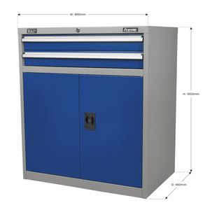 Sealey API8810 Premier Industrial™ Industrial Cabinet with 2 Drawers & 1 Shelf - API8810 - Sealey Tools UK - Trade Counter Direct