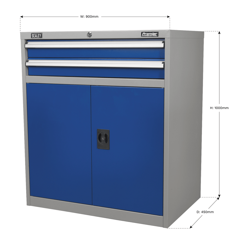 Sealey API8810 Premier Industrial™ Industrial Cabinet with 2 Drawers & 1 Shelf - API8810 - Sealey Tools UK - Trade Counter Direct