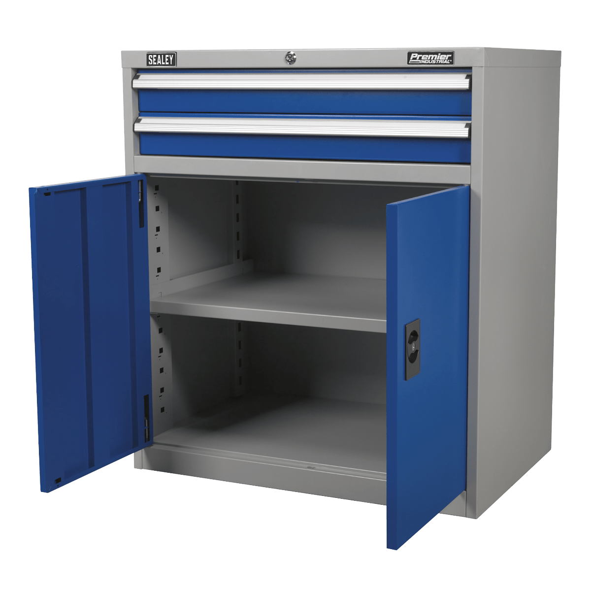 Sealey API8810 Premier Industrial™ Industrial Cabinet with 2 Drawers & 1 Shelf - API8810 - Sealey Tools UK - Trade Counter Direct