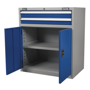 Sealey API8810 Premier Industrial™ Industrial Cabinet with 2 Drawers & 1 Shelf - API8810 - Sealey Tools UK - Trade Counter Direct