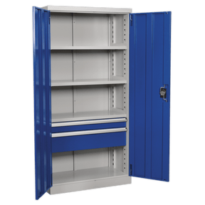 Sealey APICCOMBO2 Industrial Cabinet 2 Drawer 3 Shelf 1800mm - APICCOMBO2 - Sealey Tools UK - Trade Counter Direct