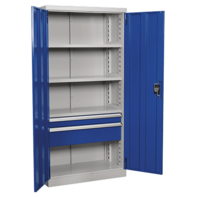 Sealey APICCOMBO2 Industrial Cabinet 2 Drawer 3 Shelf 1800mm - APICCOMBO2 - Sealey Tools UK - Trade Counter Direct