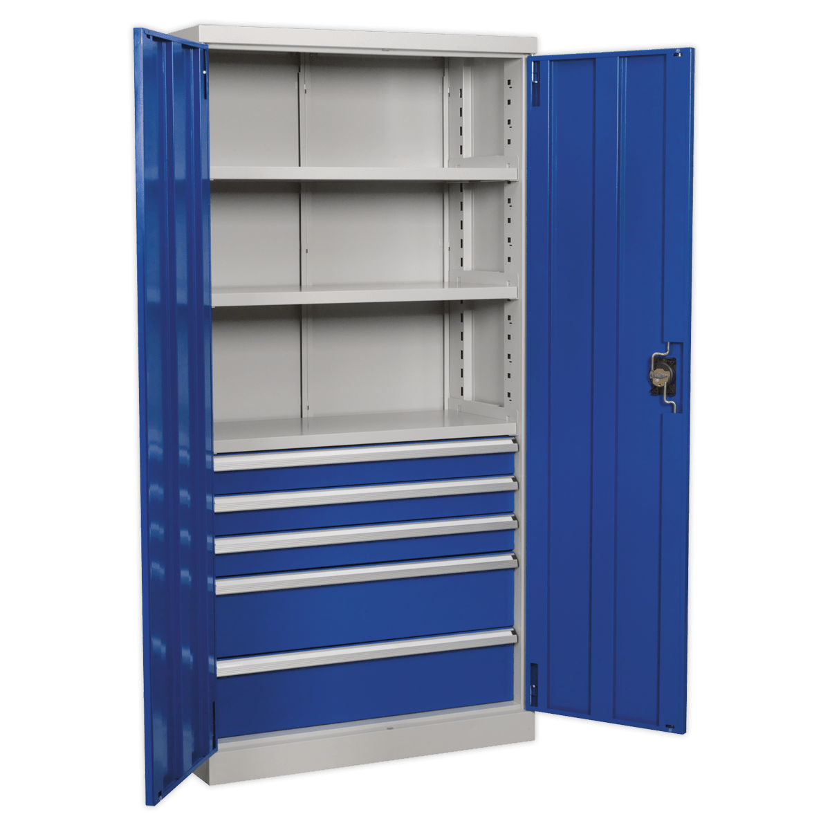 Sealey APICCOMBO5 Premier Industrial™ Cabinet with 5 Drawers & 3 Shelves 1800mm - APICCOMBO5 - Sealey Tools UK - Trade Counter Direct