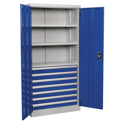 Sealey APICCOMBO7 Industrial Cabinet 7 Drawer 3 Shelf 1800mm - APICCOMBO7 - Sealey Tools UK - Trade Counter Direct