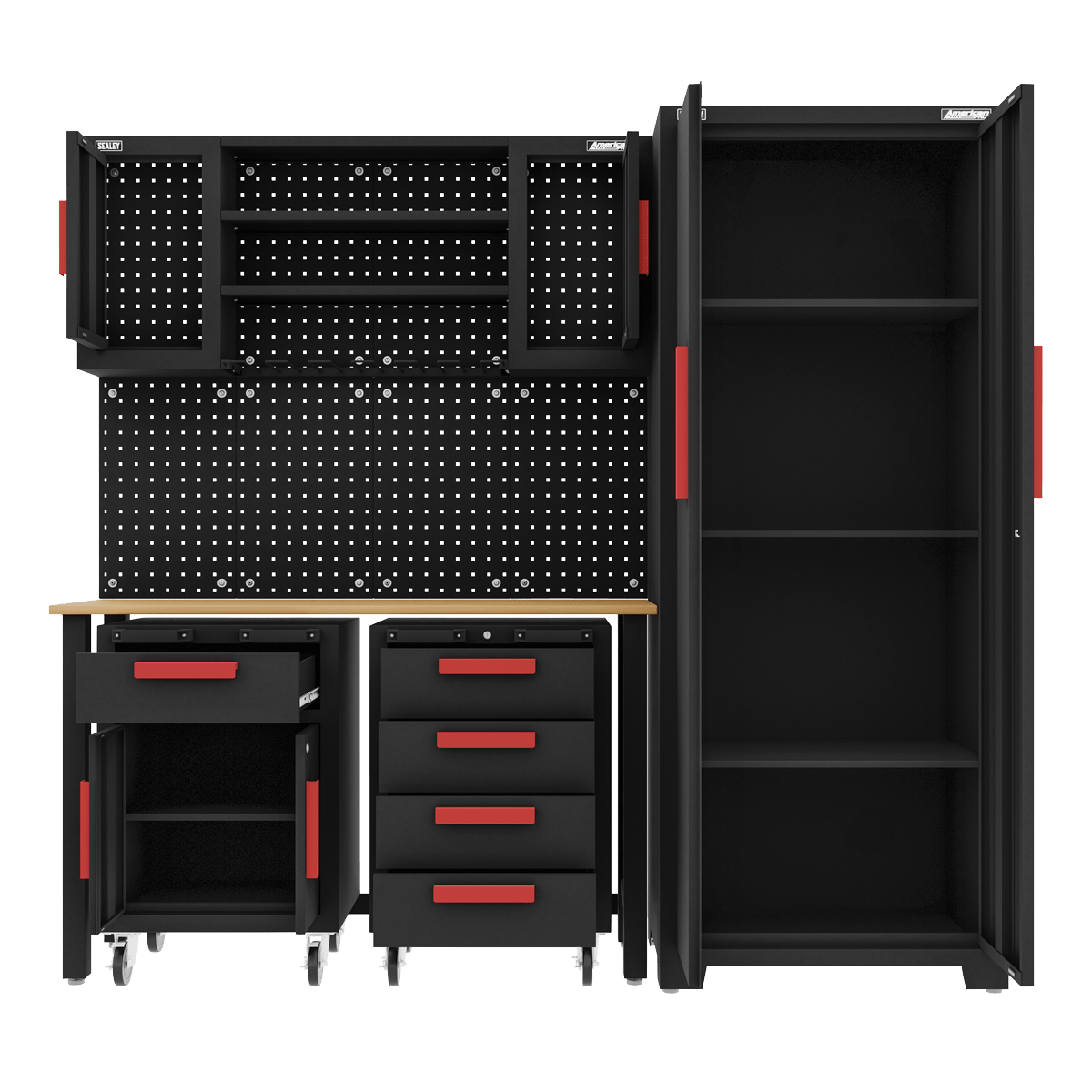 Sealey APMS12OP American PRO® Complete Garage Storage System with 2 Mobile Trolleys - APMS12OP - Sealey Tools UK - Trade Counter Direct