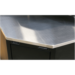 Sealey APMS19 Premier™ Stainless Steel Corner Worktop 930mm - APMS19 - Sealey Tools UK - Trade Counter Direct