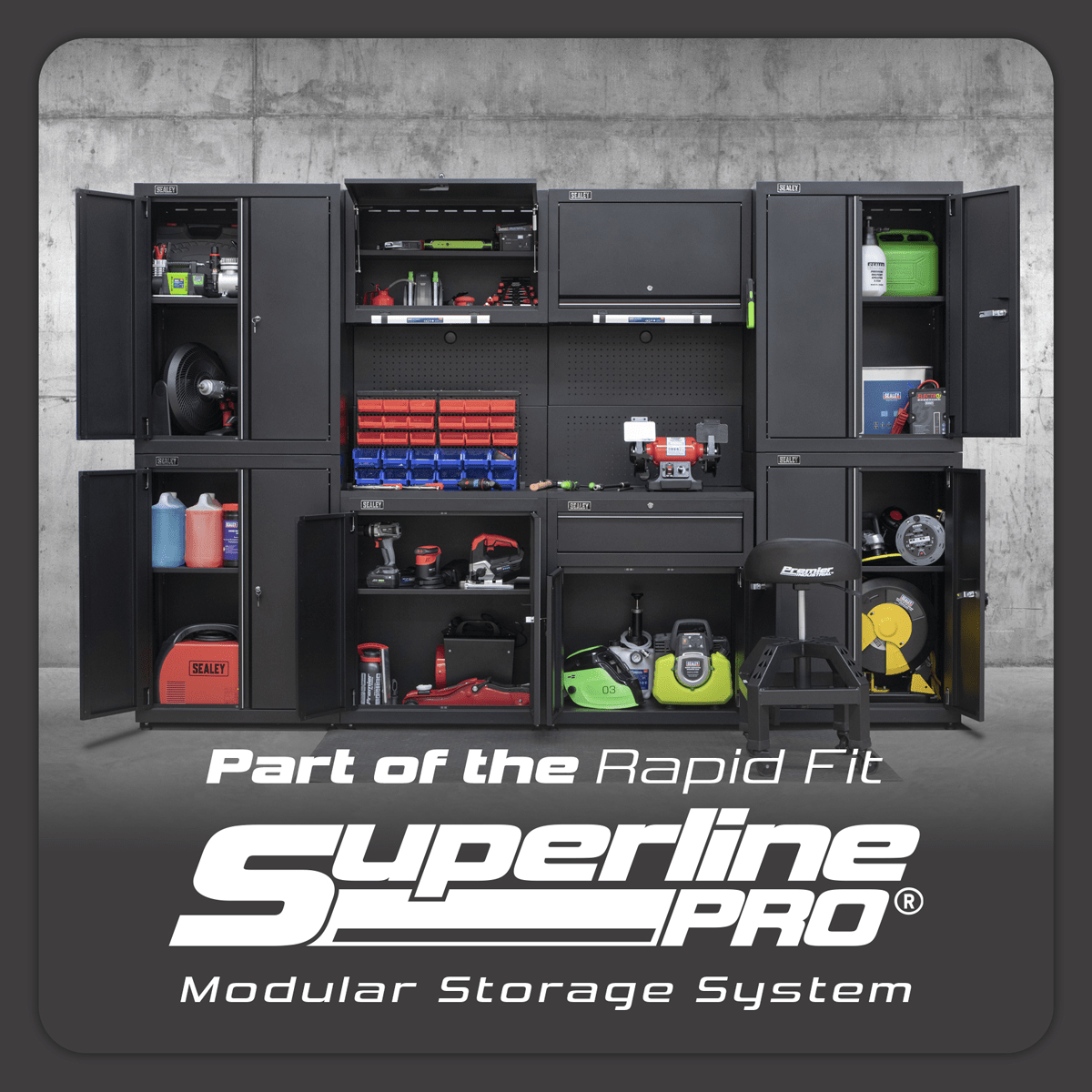 Sealey APMS2HFPD Superline PRO® Rapid-Fit Modular Wall & Base Cabinet with Drawer - APMS2HFPD - Sealey Tools UK - Trade Counter Direct