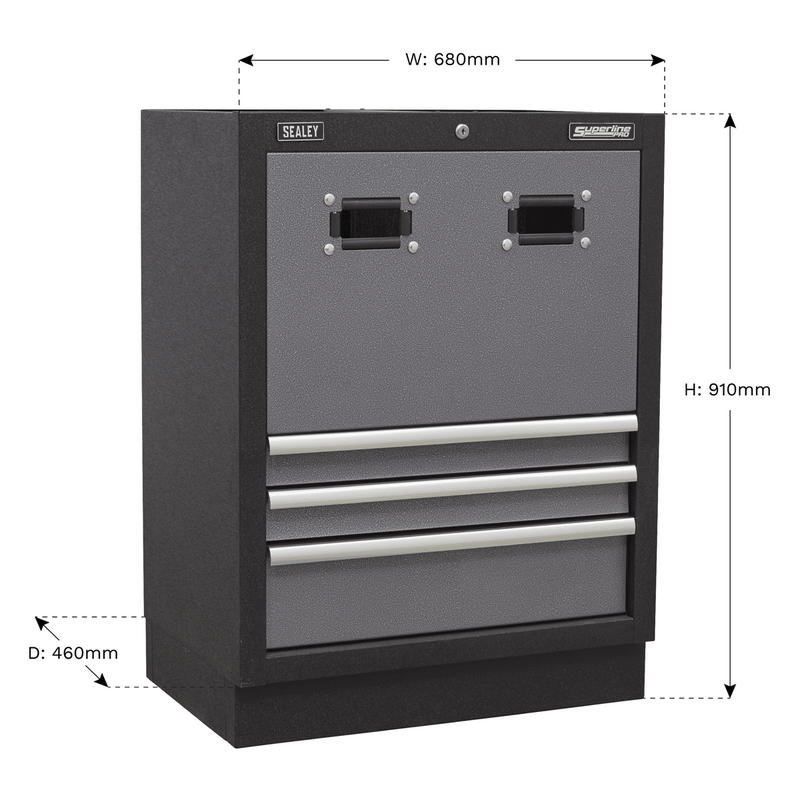 Sealey APMS63 Superline PRO® Modular Reel Cabinet 3 Drawer 680mm - APMS63 - Sealey Tools UK - Trade Counter Direct