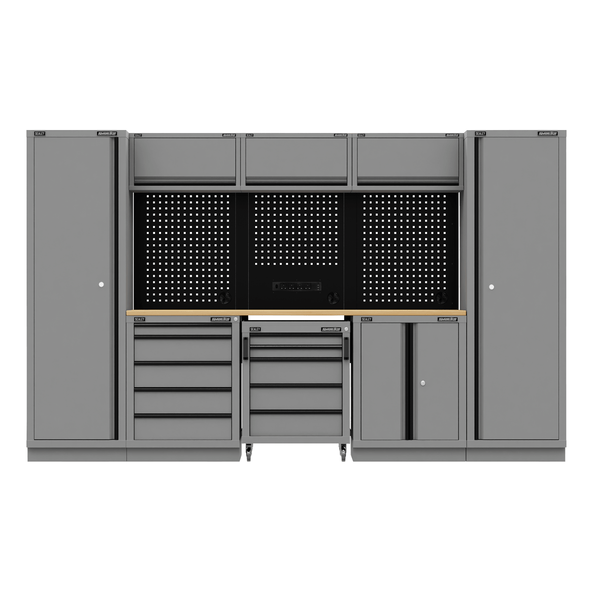 Sealey APMSBESTACK01W Superline PRO® Black Edition Storage System with Rubber Wood Worktop 3.24m - APMSBESTACK01W - Sealey Tools UK - Trade Counter Direct