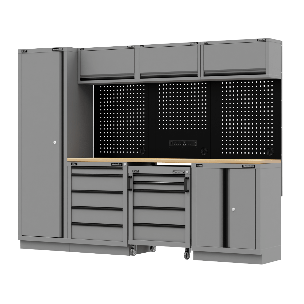 Sealey APMSBESTACK02W Superline PRO® Black Edition Storage System with Rubber Wood Worktop 2.64m - APMSBESTACK02W - Sealey Tools UK - Trade Counter Direct