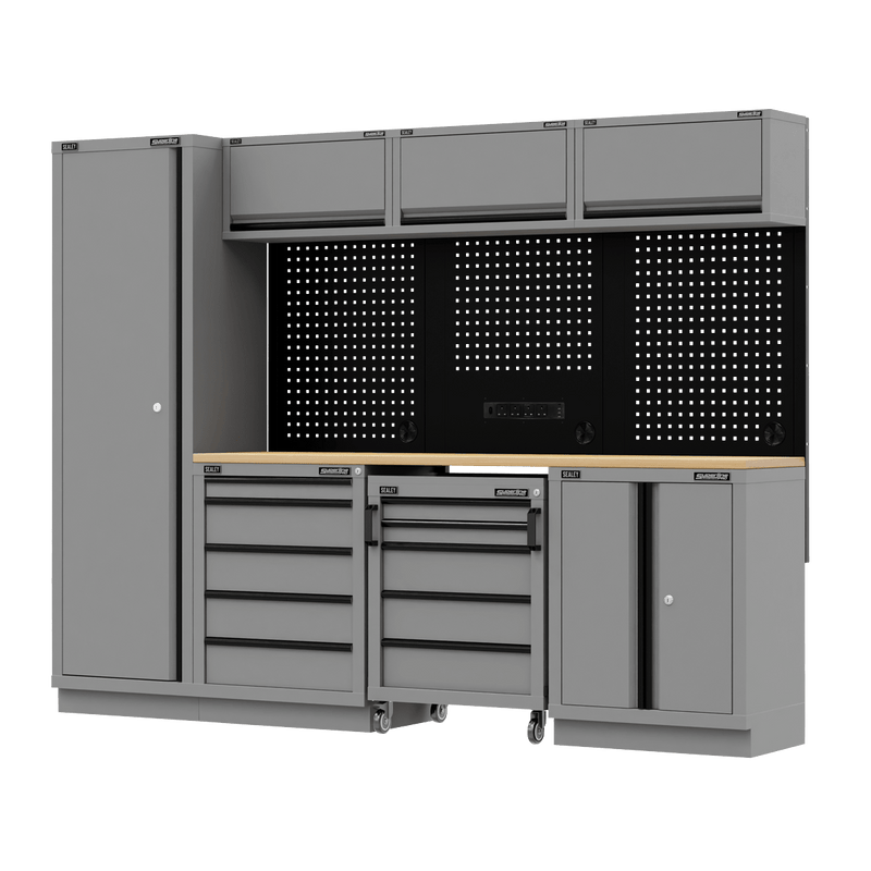 Sealey APMSBESTACK02W Superline PRO® Black Edition Storage System with Rubber Wood Worktop 2.64m - APMSBESTACK02W - Sealey Tools UK - Trade Counter Direct