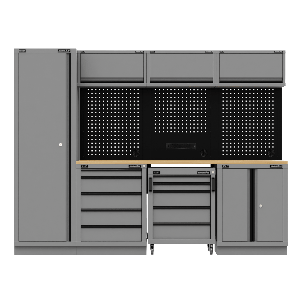 Sealey APMSBESTACK02W Superline PRO® Black Edition Storage System with Rubber Wood Worktop 2.64m - APMSBESTACK02W - Sealey Tools UK - Trade Counter Direct