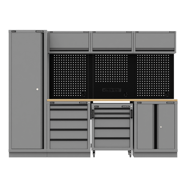 Sealey APMSBESTACK02W Superline PRO® Black Edition Storage System with Rubber Wood Worktop 2.64m - APMSBESTACK02W - Sealey Tools UK - Trade Counter Direct