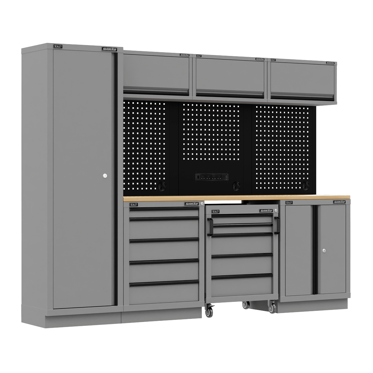 Sealey APMSBESTACK02W Superline PRO® Black Edition Storage System with Rubber Wood Worktop 2.64m - APMSBESTACK02W - Sealey Tools UK - Trade Counter Direct