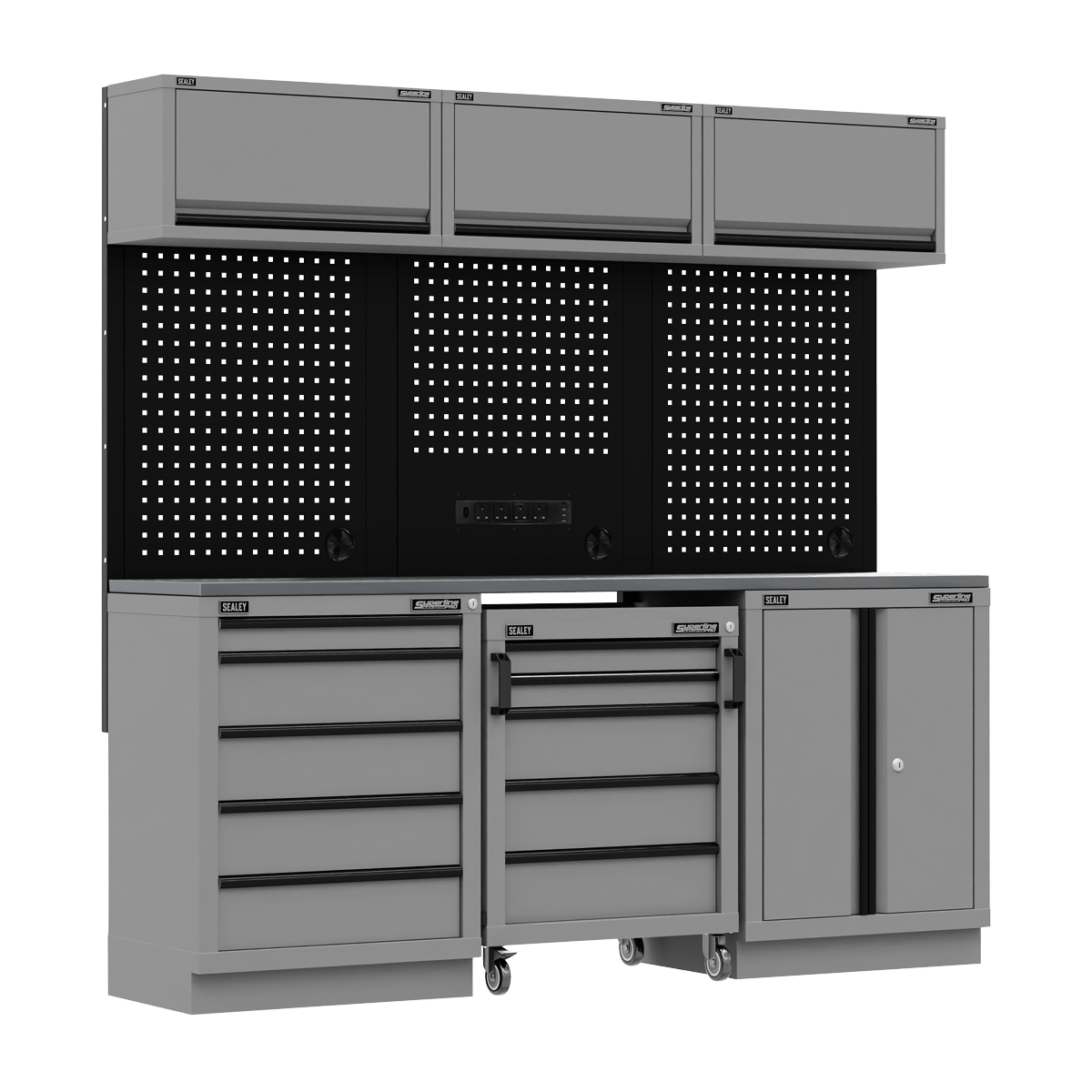 Sealey APMSBESTACK03SS Superline PRO® Black Edition Storage System with Stainless Worktop 2.04m - APMSBESTACK03SS - Sealey Tools UK - Trade Counter Direct