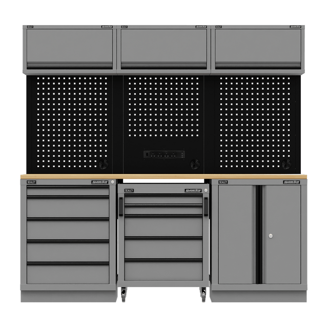 Sealey APMSBESTACK03W Superline PRO® Black Edition Storage System with Rubber Wood Worktop 2.04m - APMSBESTACK03W - Sealey Tools UK - Trade Counter Direct