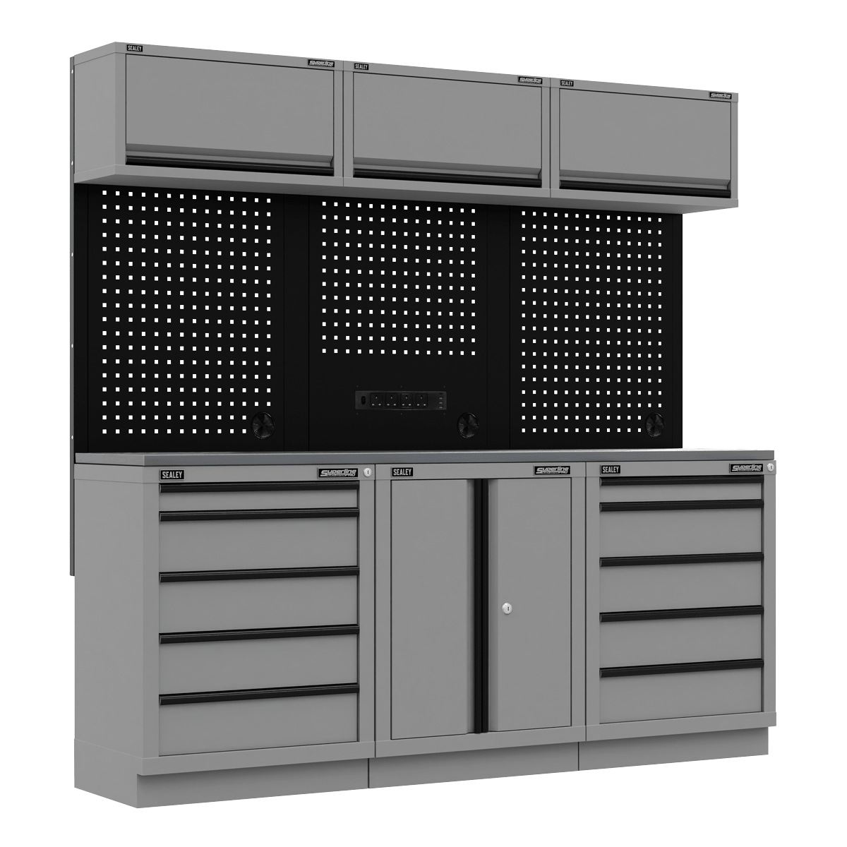 Sealey APMSBESTACK04SS Superline PRO® Black Edition Storage System with Stainless Worktop 2.04m - APMSBESTACK04SS - Sealey Tools UK - Trade Counter Direct