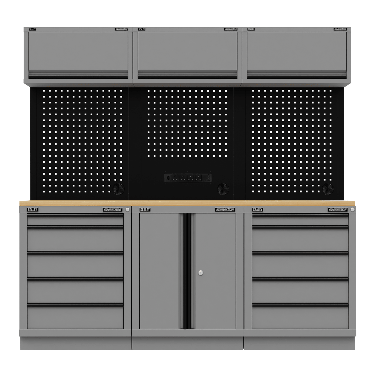 Sealey APMSBESTACK04WW Superline PRO® Black Edition Storage System with Rubber Wood Worktop 2.04m - APMSBESTACK04WW - Sealey Tools UK - Trade Counter Direct