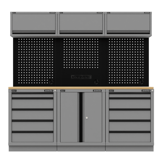 Sealey APMSBESTACK04WW Superline PRO® Black Edition Storage System with Rubber Wood Worktop 2.04m - APMSBESTACK04WW - Sealey Tools UK - Trade Counter Direct