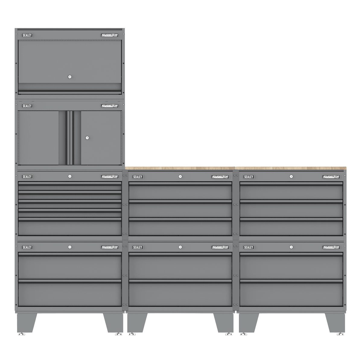 Sealey APMSCCOMBO2 Superline PRO® Storage System with Rubber Wood Worktop 2.03m - APMSCCOMBO2 - Sealey Tools UK - Trade Counter Direct