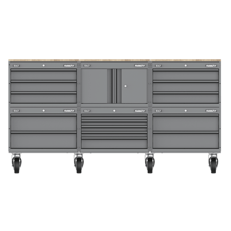 Sealey APMSCCOMBO4 Superline PRO® Storage System with Rubber Wood Worktop 2.03m - APMSCCOMBO4 - Sealey Tools UK - Trade Counter Direct