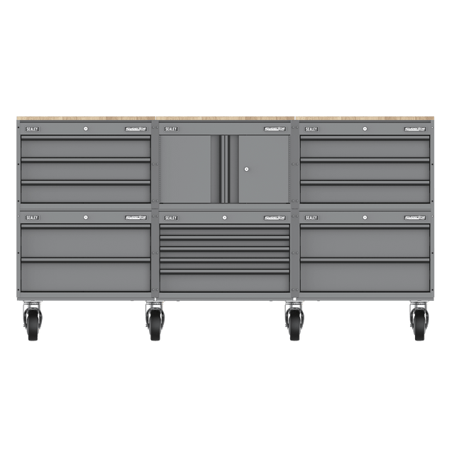 Sealey APMSCCOMBO4 Superline PRO® Storage System with Rubber Wood Worktop 2.03m - APMSCCOMBO4 - Sealey Tools UK - Trade Counter Direct