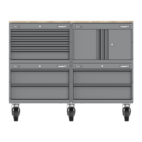 Sealey APMSCCOMBO5 Superline PRO® Storage System with Rubber Wood Worktop 1.36m - APMSCCOMBO5 - Sealey Tools UK - Trade Counter Direct