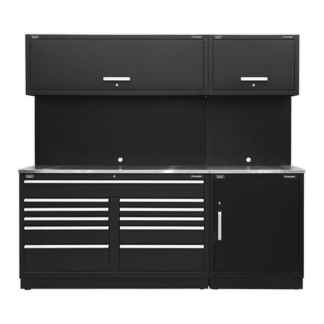 Sealey APMSCOMBO4SS Premier 2.3m Storage System - Stainless Worktop - APMSCOMBO4SS - Sealey Tools UK - Trade Counter Direct