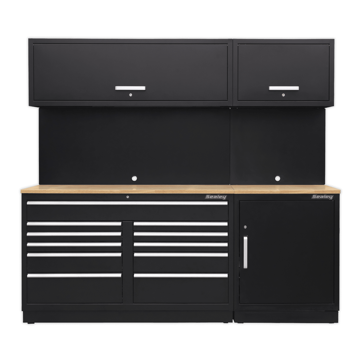 Sealey APMSCOMBO4W Premier 2.3m Storage System - Oak Worktop - APMSCOMBO4W - Sealey Tools UK - Trade Counter Direct