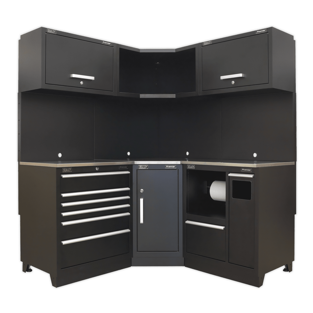 Sealey APMSCOMBO6SS Premier 1.7m Corner Storage System - Stainless Worktop - APMSCOMBO6SS - Sealey Tools UK - Trade Counter Direct