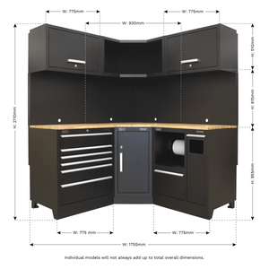 Sealey APMSCOMBO6W Premier™ Corner Storage System with Hardwood Worktop 1.71m - APMSCOMBO6W - Sealey Tools UK - Trade Counter Direct