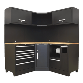 Sealey APMSCOMBO6W Premier™ Corner Storage System with Hardwood Worktop 1.71m - APMSCOMBO6W - Sealey Tools UK - Trade Counter Direct