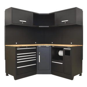 Sealey APMSCOMBO6W Premier™ Corner Storage System with Hardwood Worktop 1.71m - APMSCOMBO6W - Sealey Tools UK - Trade Counter Direct