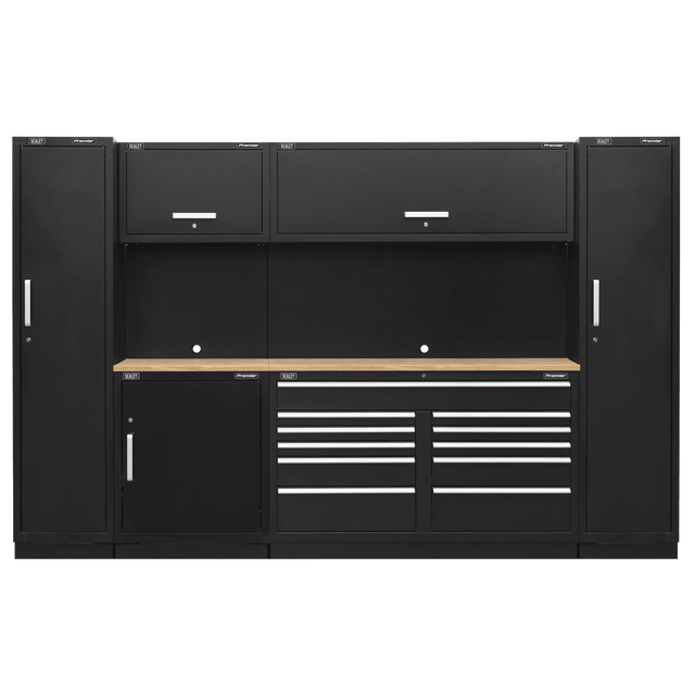 Sealey APMSCOMBO7W Premier™ Storage System with Hardwood Worktop 3.55m - APMSCOMBO7W - Sealey Tools UK - Trade Counter Direct