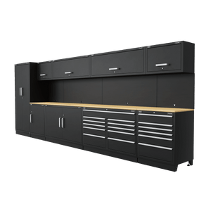 Sealey APMSOAK Premier™ Storage System with Hardwood Worktop 5.58m - APMSOAK - Sealey Tools UK - Trade Counter Direct