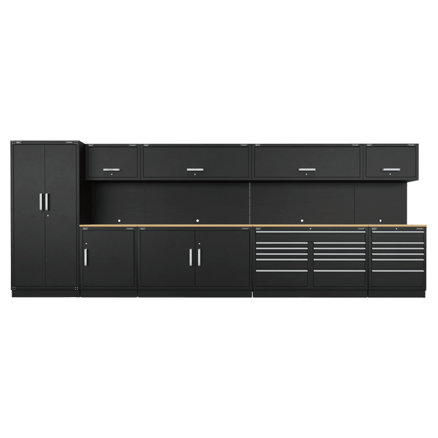 Sealey APMSOAK Premier™ Storage System with Hardwood Worktop 5.58m - APMSOAK - Sealey Tools UK - Trade Counter Direct