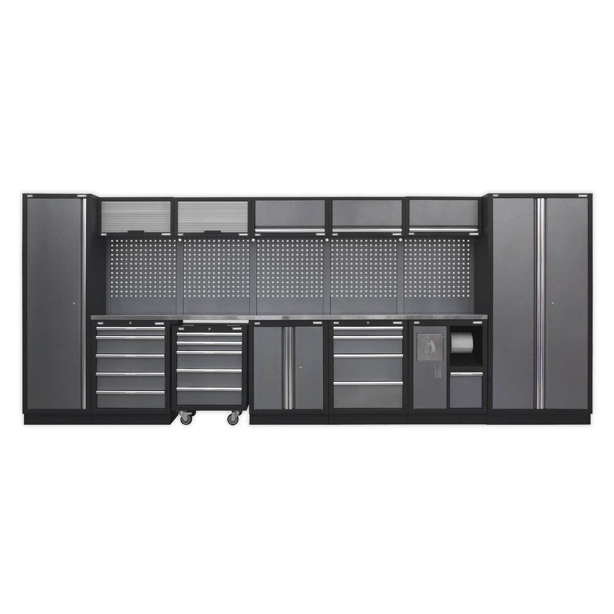 Sealey APMSSTACK01SS Superline Pro 4.9m Storage System - Stainless Worktop - APMSSTACK01SS - Sealey Tools UK - Trade Counter Direct