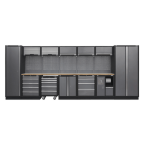 Sealey APMSSTACK01W Superline Pro 4.9m Storage System - Wood Worktop - APMSSTACK01W - Sealey Tools UK - Trade Counter Direct
