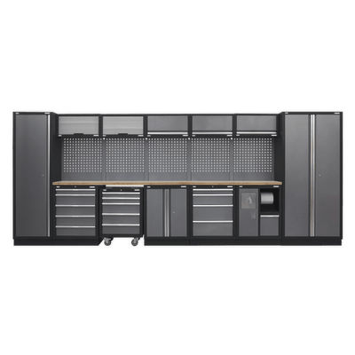Sealey APMSSTACK01W Superline Pro 4.9m Storage System - Wood Worktop - APMSSTACK01W - Sealey Tools UK - Trade Counter Direct