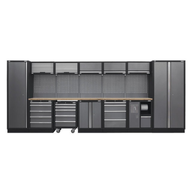 Sealey APMSSTACK01W Superline Pro 4.9m Storage System - Wood Worktop - APMSSTACK01W - Sealey Tools UK - Trade Counter Direct