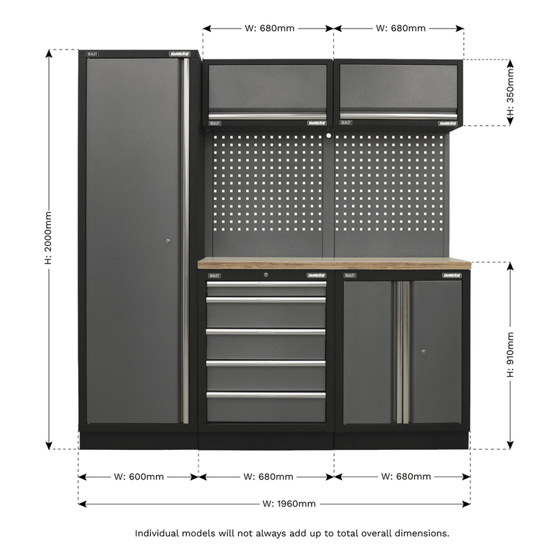 Sealey APMSSTACK02W Superline Pro 2.0m Storage System - Wood Worktop - APMSSTACK02W - Sealey Tools UK - Trade Counter Direct