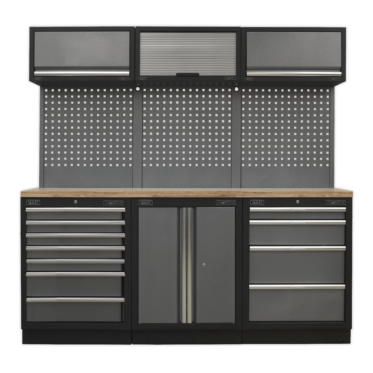 Sealey APMSSTACK07W Superline Pro 2.0m Storage System - Wood Worktop - APMSSTACK07W - Sealey Tools UK - Trade Counter Direct