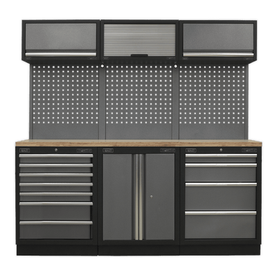Sealey APMSSTACK07W Superline Pro 2.0m Storage System - Wood Worktop - APMSSTACK07W - Sealey Tools UK - Trade Counter Direct