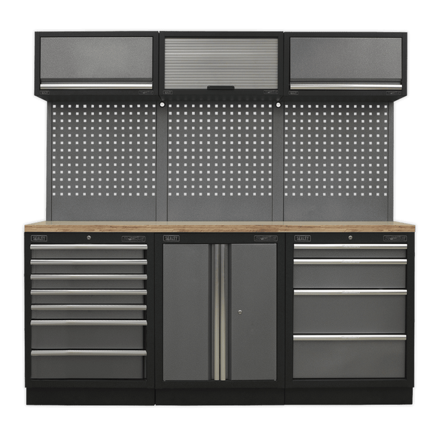 Sealey APMSSTACK07W Superline Pro 2.0m Storage System - Wood Worktop - APMSSTACK07W - Sealey Tools UK - Trade Counter Direct