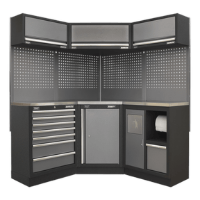 Sealey APMSSTACK08SS Superline Pro 1.6m Corner Storage System - Stainless Worktop - APMSSTACK08SS - Sealey Tools UK - Trade Counter Direct