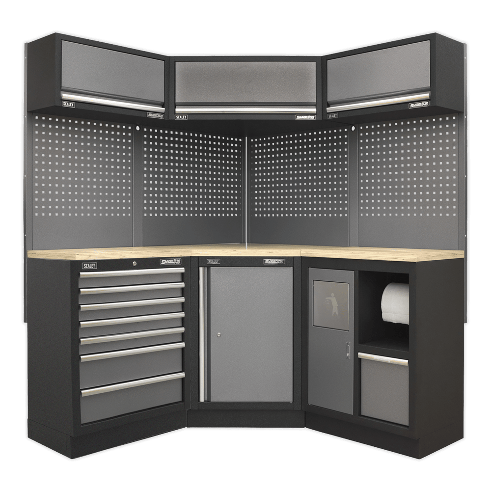 Sealey APMSSTACK08W Superline Pro 1.6m Corner Storage System - Wood Worktop - APMSSTACK08W - Sealey Tools UK - Trade Counter Direct