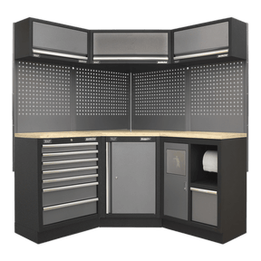 Sealey APMSSTACK08W Superline Pro 1.6m Corner Storage System - Wood Worktop - APMSSTACK08W - Sealey Tools UK - Trade Counter Direct